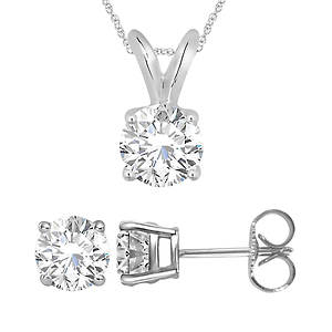 Round DIA Pendant-Earring Set 14K GOS 0.30ct | Stoneberry