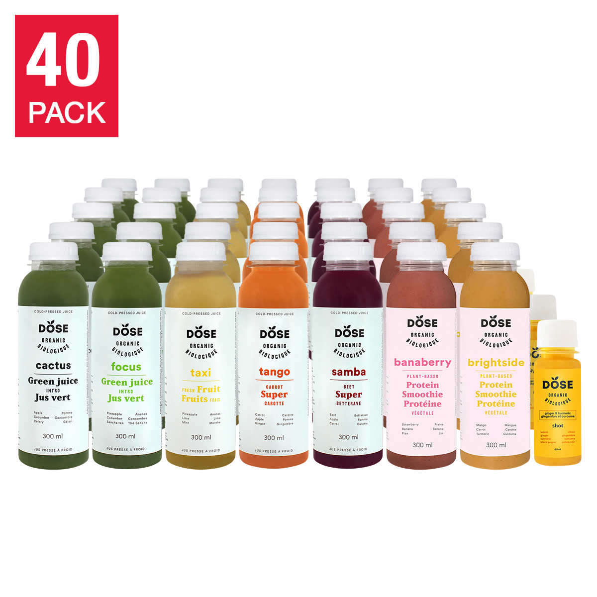 Pack à rabais - GINGEMBRE & CURCUMA – 14 shots biologiques pressés à froid  60ml - Dose Juice