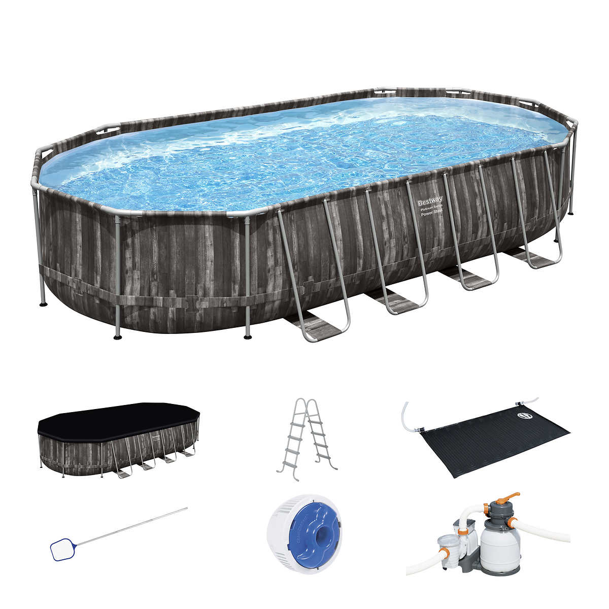 Costway 5.5 m Pool Cover Reel Set Adjustable Above Ground Pool Solar Cover  Reel