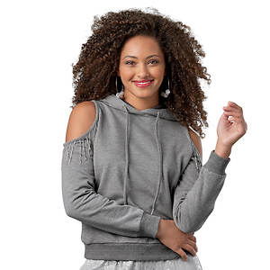 K Jordan Cold Shoulder Rhinestone Hoodie