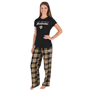 NFL Women's Badge Sleep Set (Size 3X) New Orleans Saints/Black/Gold, Cotton,Polyester,Rayon - ShoeMall