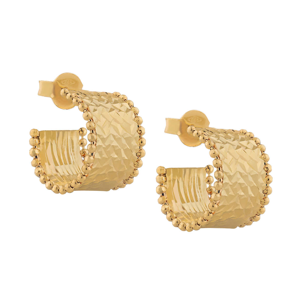 Diamond Cut Hammered Stud Earrings in Yellow Gold | Costco