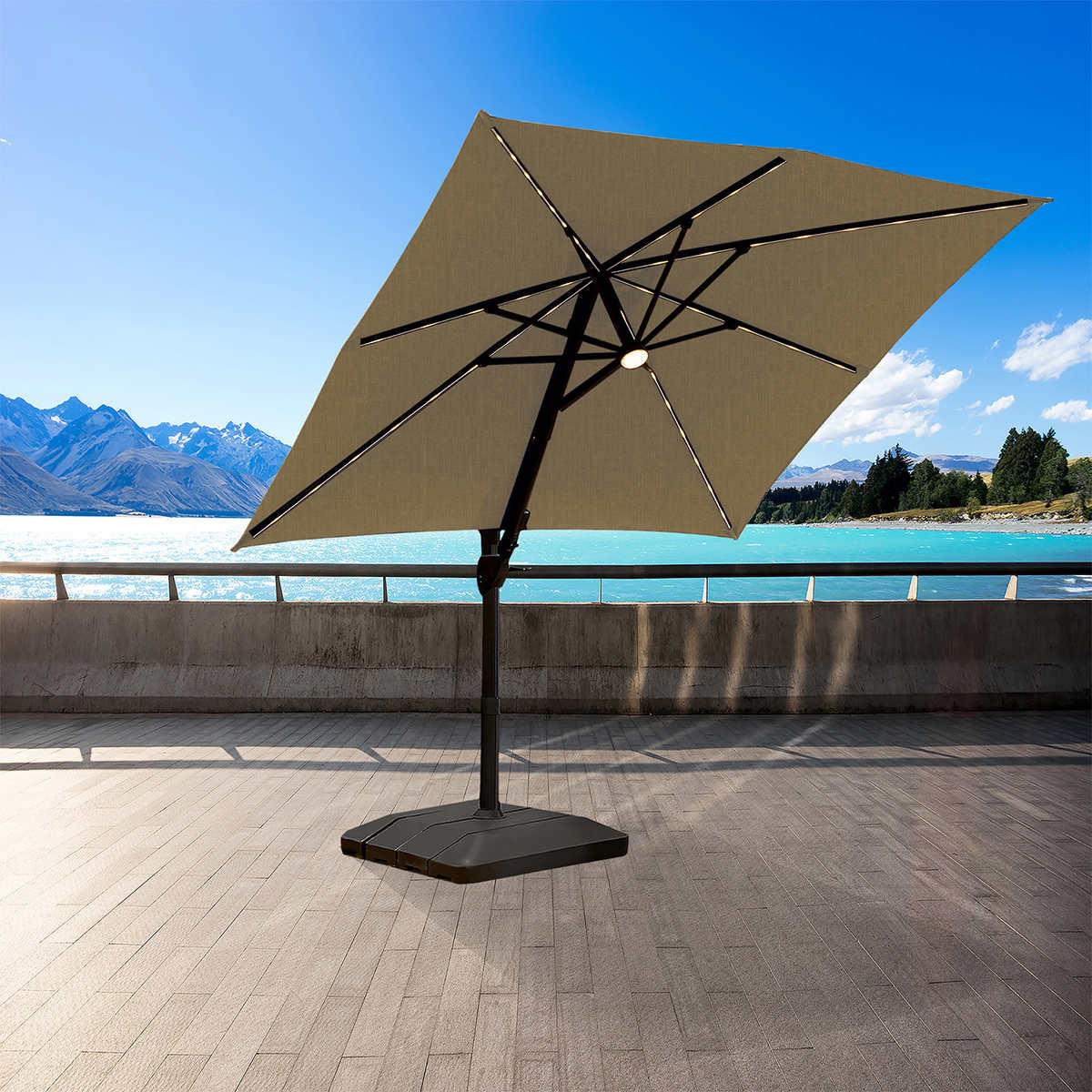Seasons Sentry 3.05 m (10 ft.) Square Solar LED Cantilever Umbrella