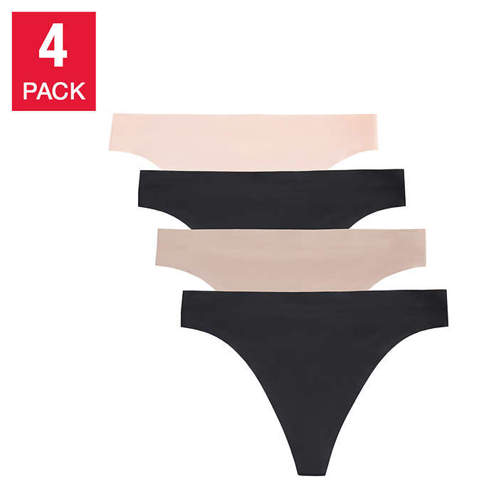 Halston Womens Seamless Bonded Thong, 4-pack