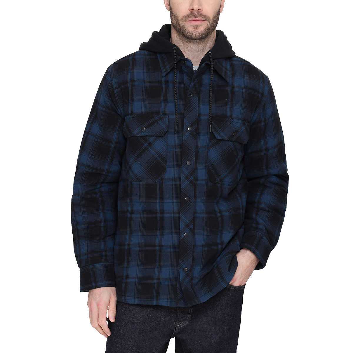 Blue Plaid Quilt-Lined Flannel Shirt Jacket