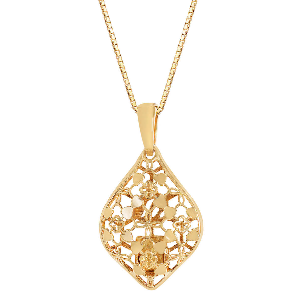 Diamond Cut Tear Drop Filigree Design Pendant in Yellow Gold | Costco