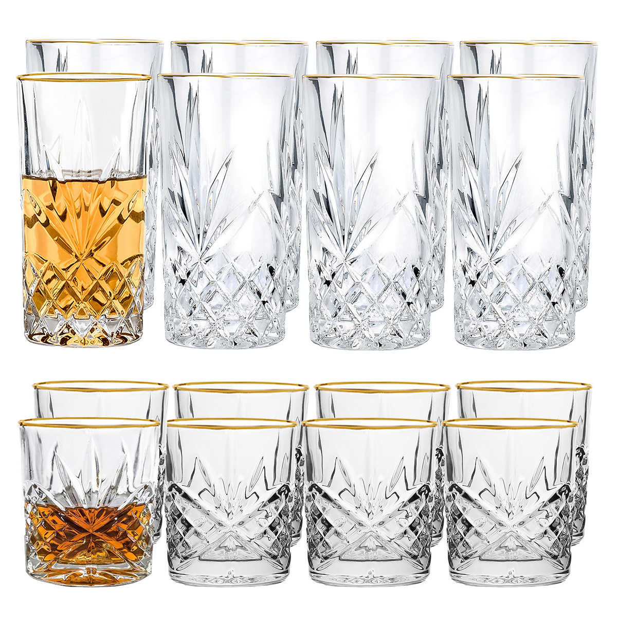 block linea crystal set of 8 tall cooler highball glasses 7 in