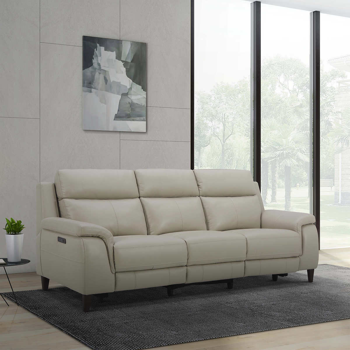 Crosslin cream leather power shop reclining sofa