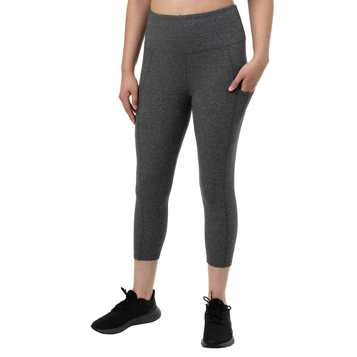 Tuff Athletics Womens Ultra Soft High Waist Yoga Pant Legging Side Pocket  (Storm Gray, X-Large)