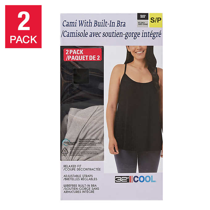 32 Degrees Women's Cami with Built-In Bra, 2-pack