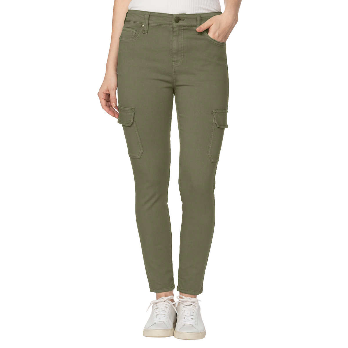 Low Rise Printed Cargo Jeans - Green / S