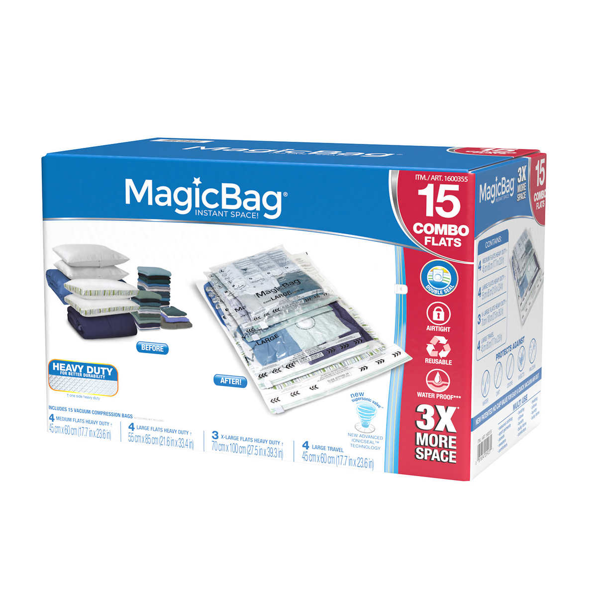 MagicBag Vacuum Compression Storage Bag Combo Set, Pack of 15