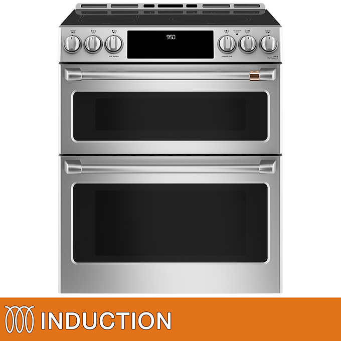 Induction slide in double shop oven range