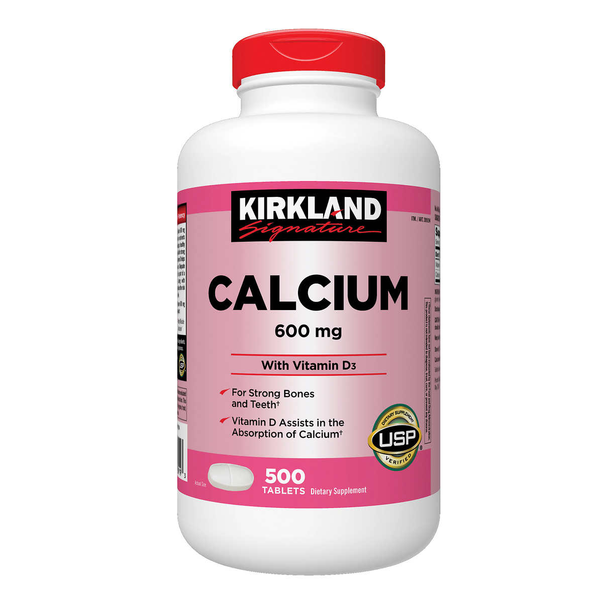 Kirkland Signature Calcium 600 mg. with Vitamin D3, 500 Tablets Costco