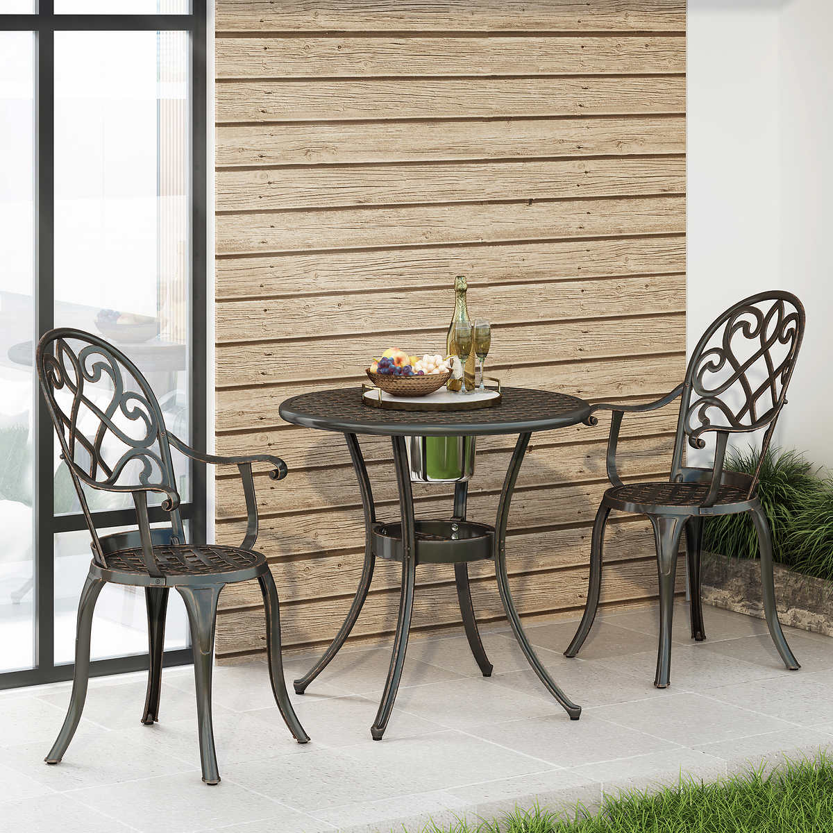 3 piece bistro set with cushions