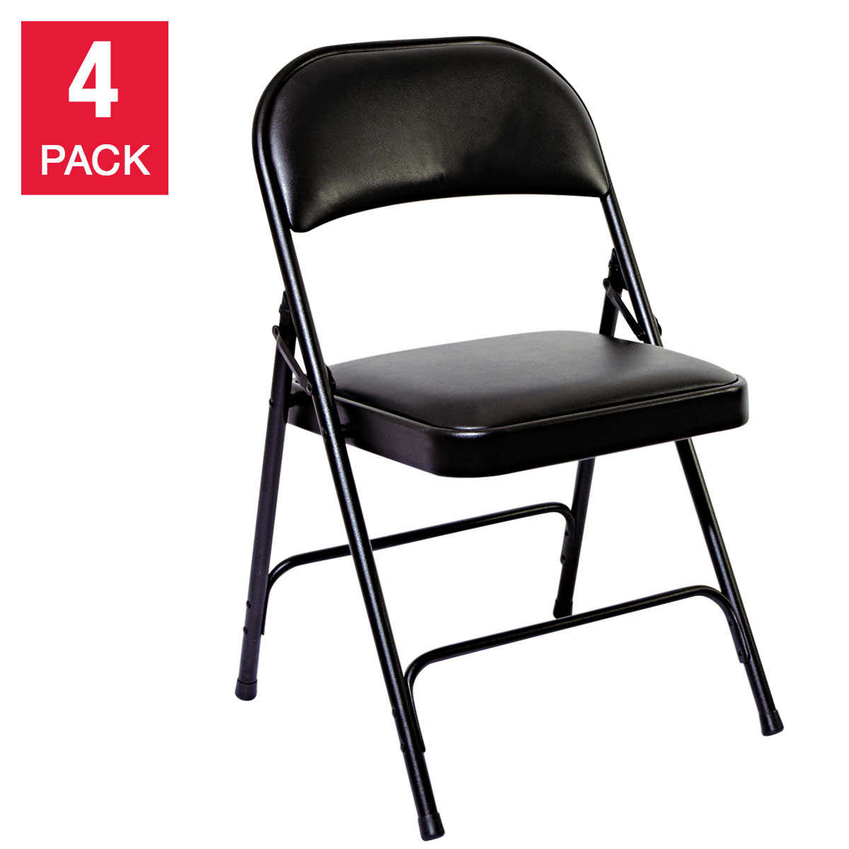 Alera Steel Folding Chairs With Padded Seat Black 4 Pack Costco