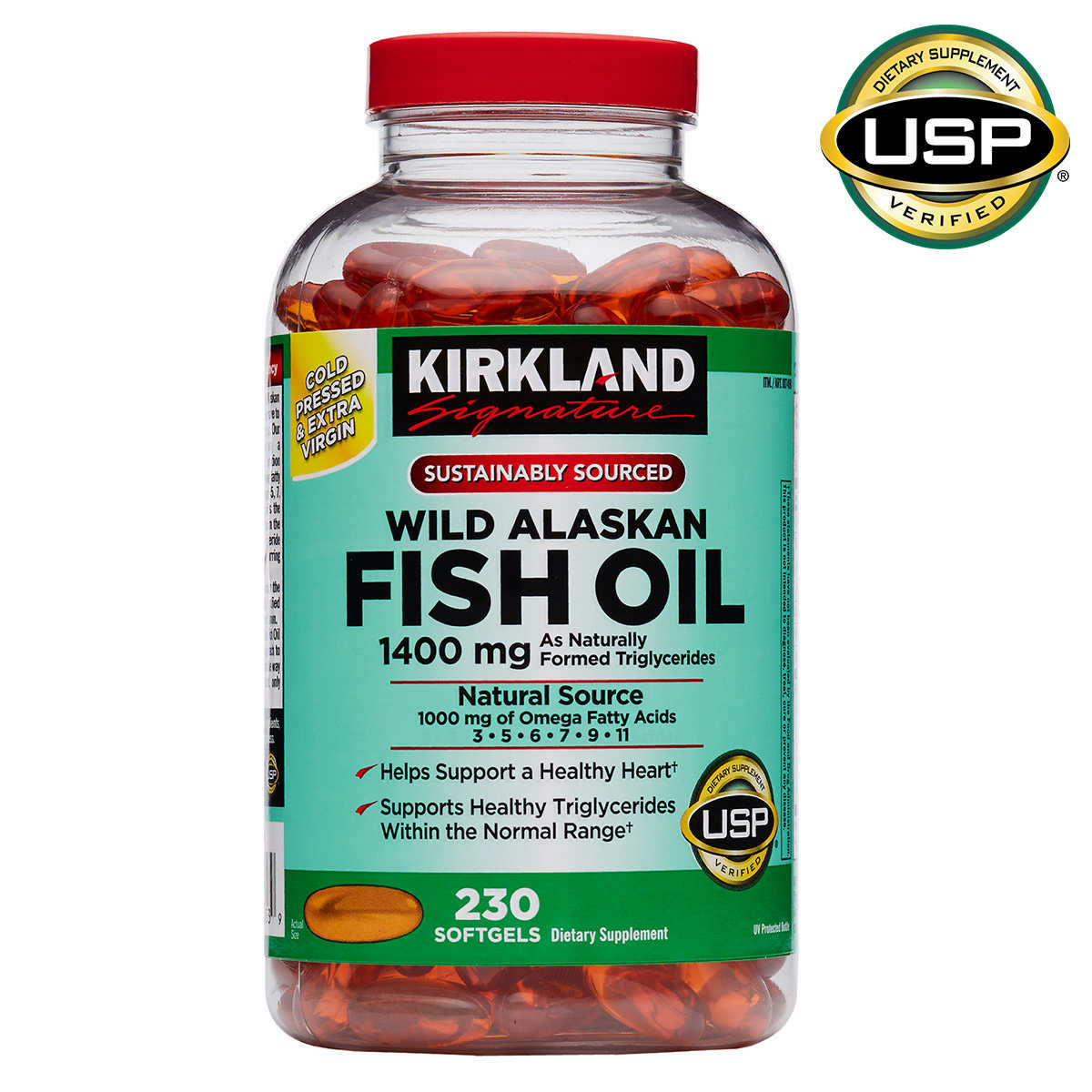 Kirkland Signature Wild Fish Oil 1400 mg., 230 Softgels | Costco