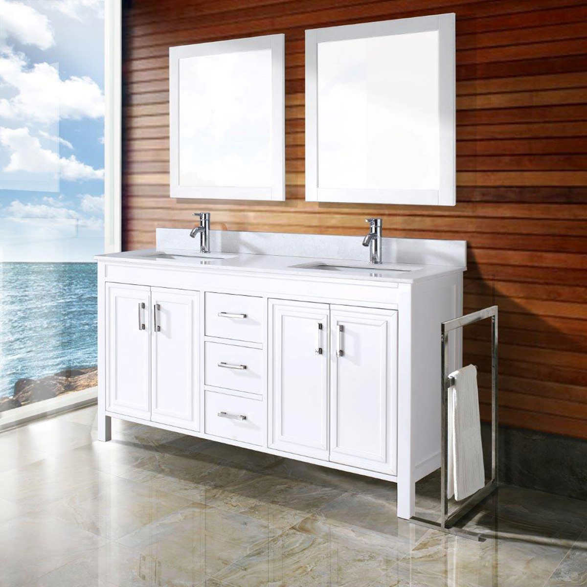 Corniche 60 White Double Sink Vanity By Studio Bathe