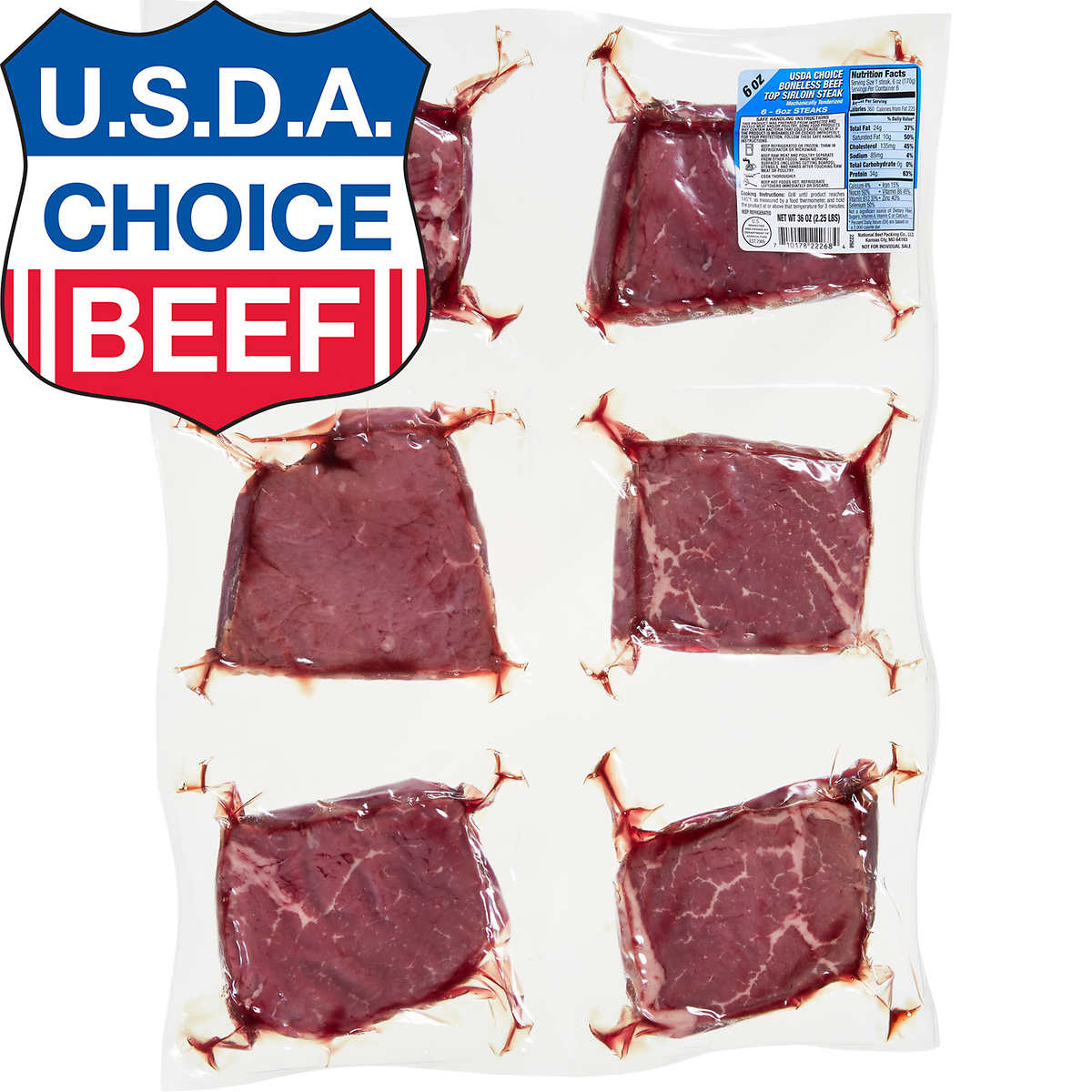 Usda Choice Beef Top Sirloin Steak 6 Oz 6 Ct Costco