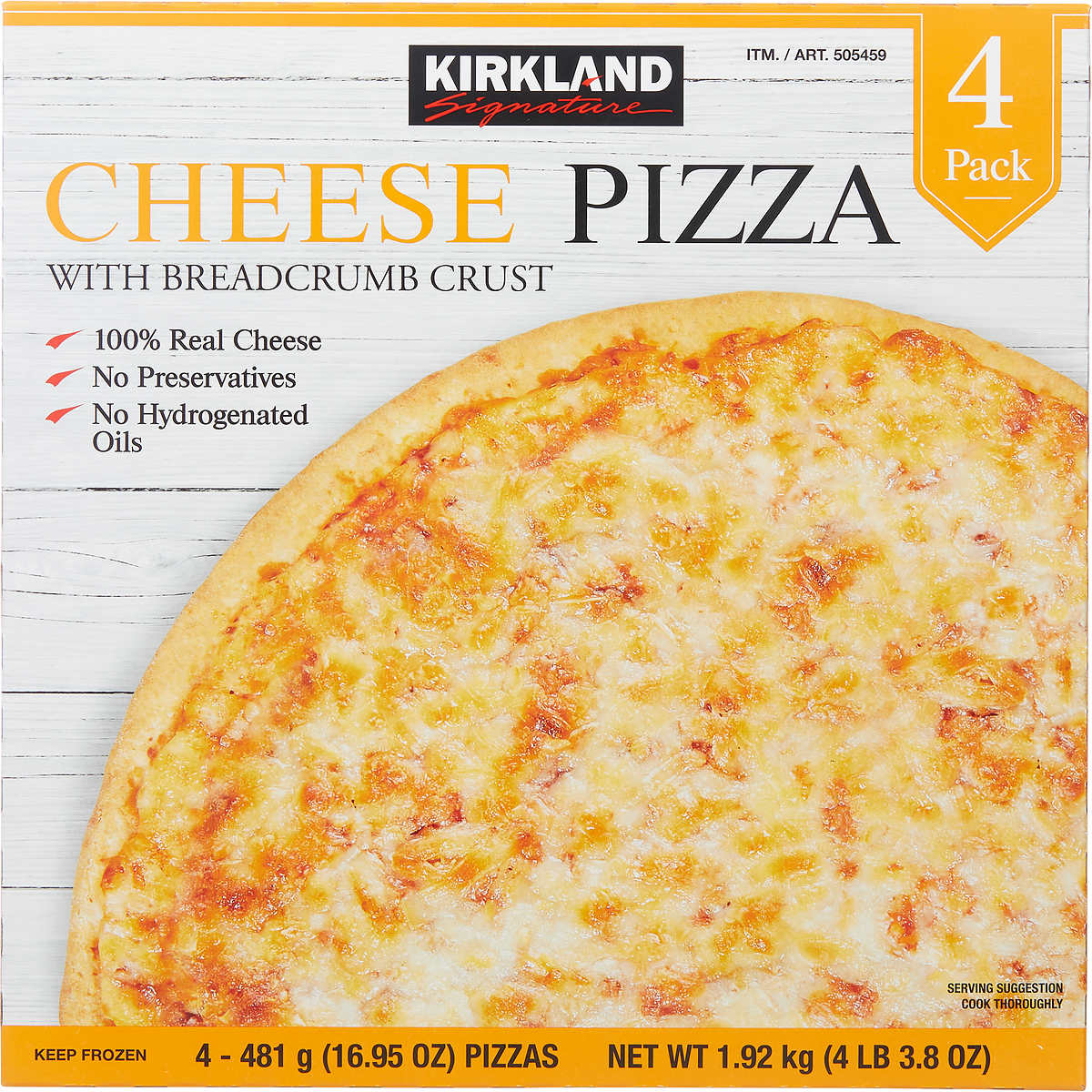 Kirkland Signature Cheese Pizza Breadcrumb Crust 4 Ct