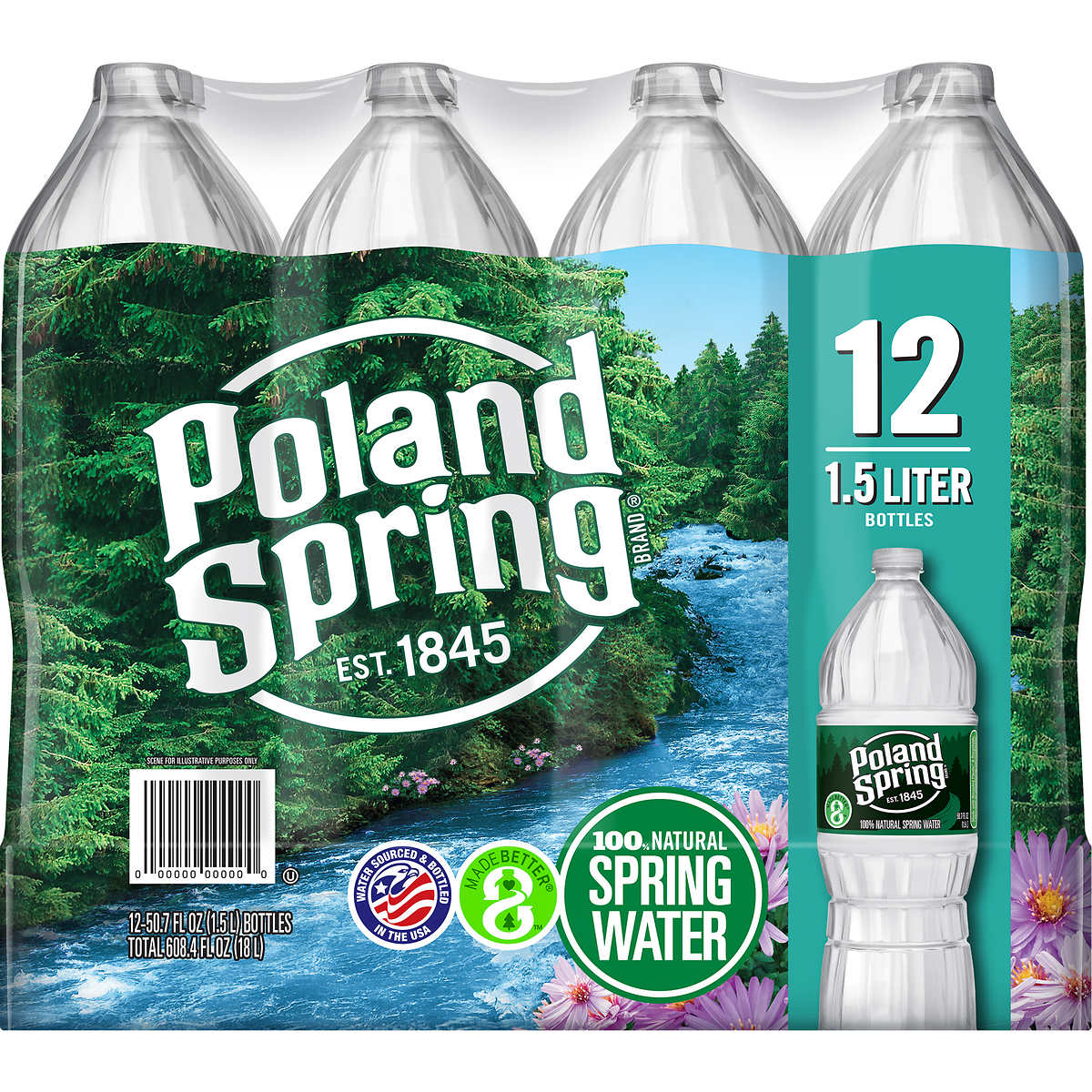 Poland Spring 100 Natural Spring Water 1 5 Liter 12 Ct Costco