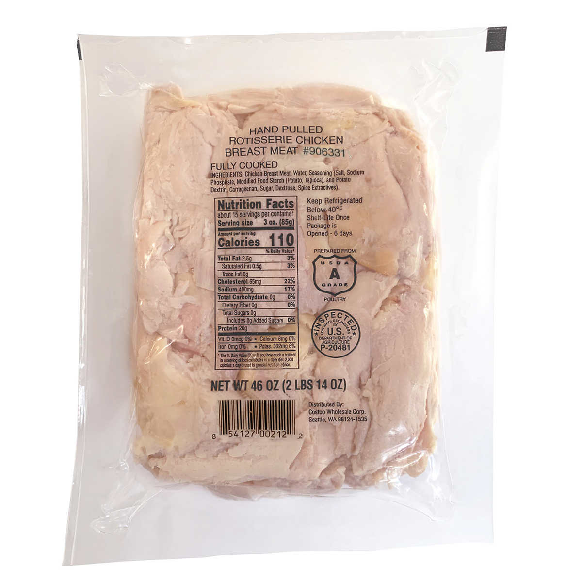 Rotisserie Chicken Breast Meat, 2.62 lbs | Costco