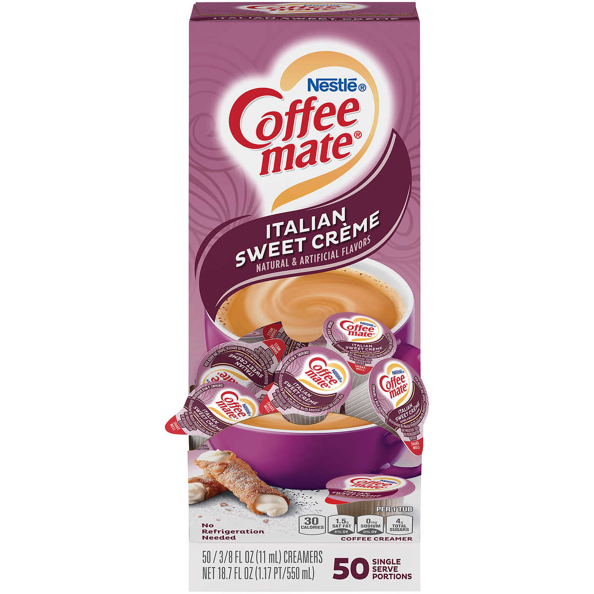 Coffee Mate Liquid Non Dairy Creamer Singles Italian Sweet Cream 50 Ct Costco