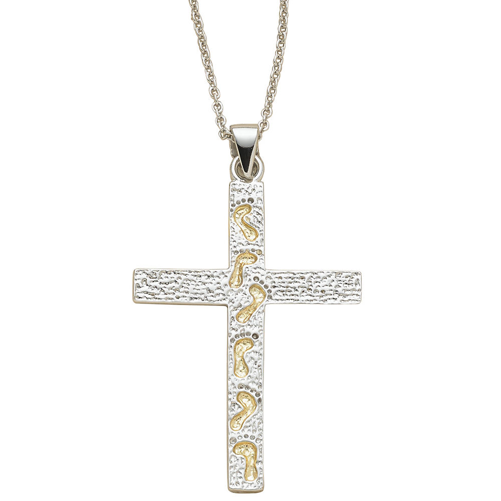 Footprints on sale cross necklace