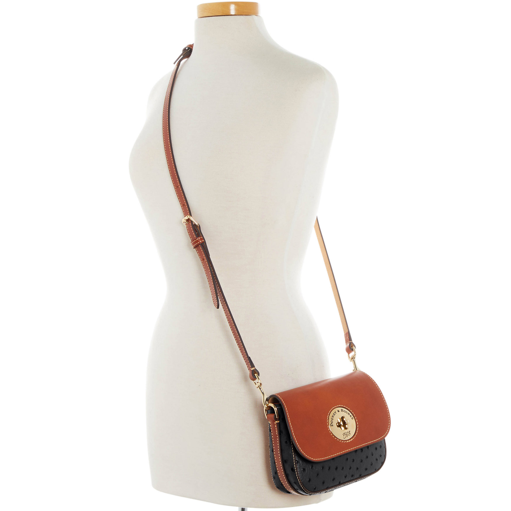 Dooney & Bourke Ostrich Turnlock Flap Saddle