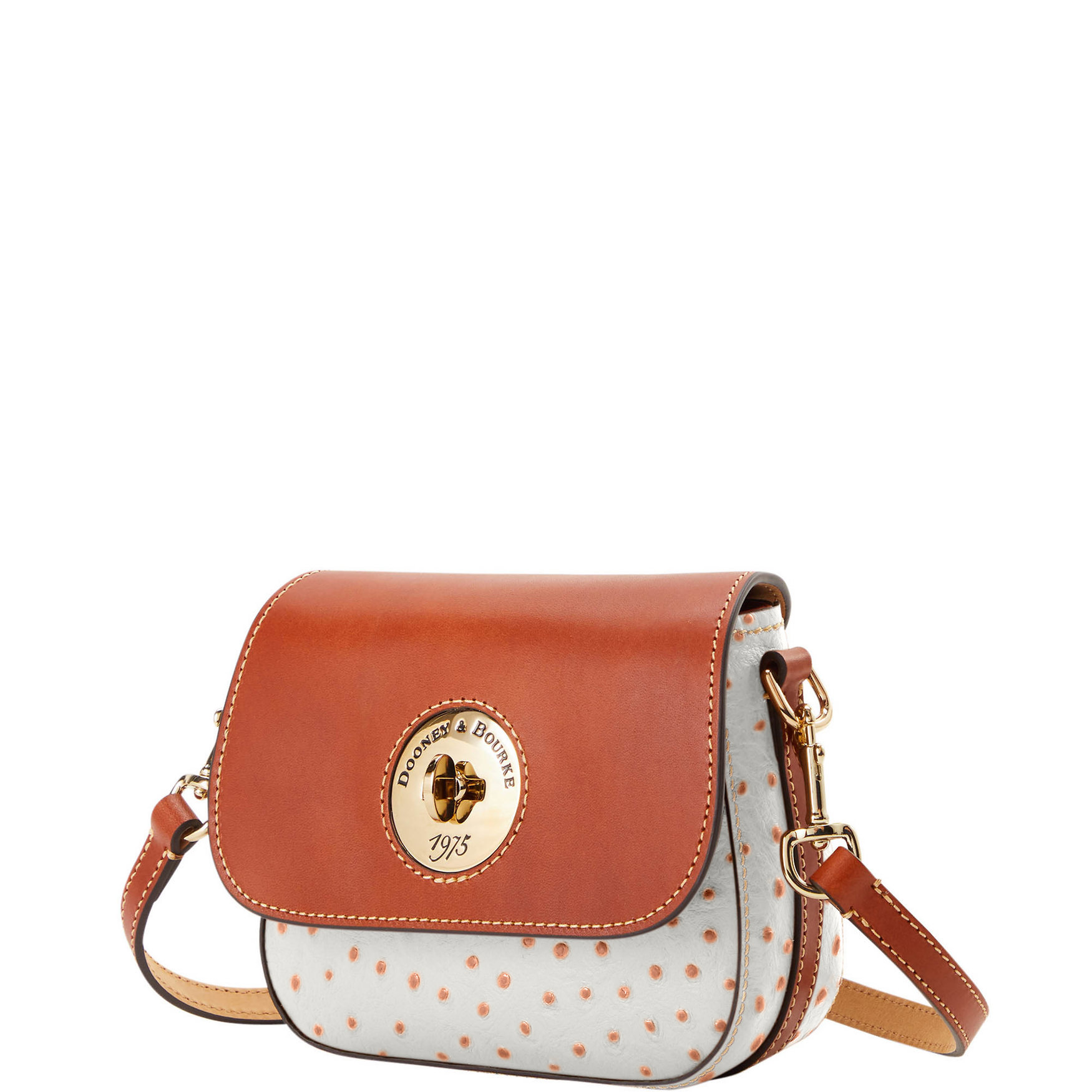 Dooney & Bourke Ostrich Turnlock Flap Saddle