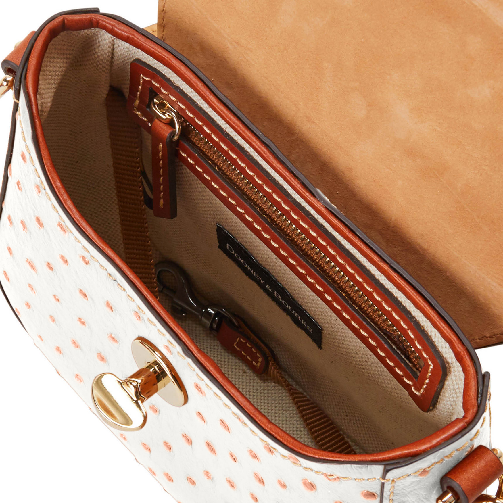 Dooney & Bourke Ostrich Turnlock Flap Saddle