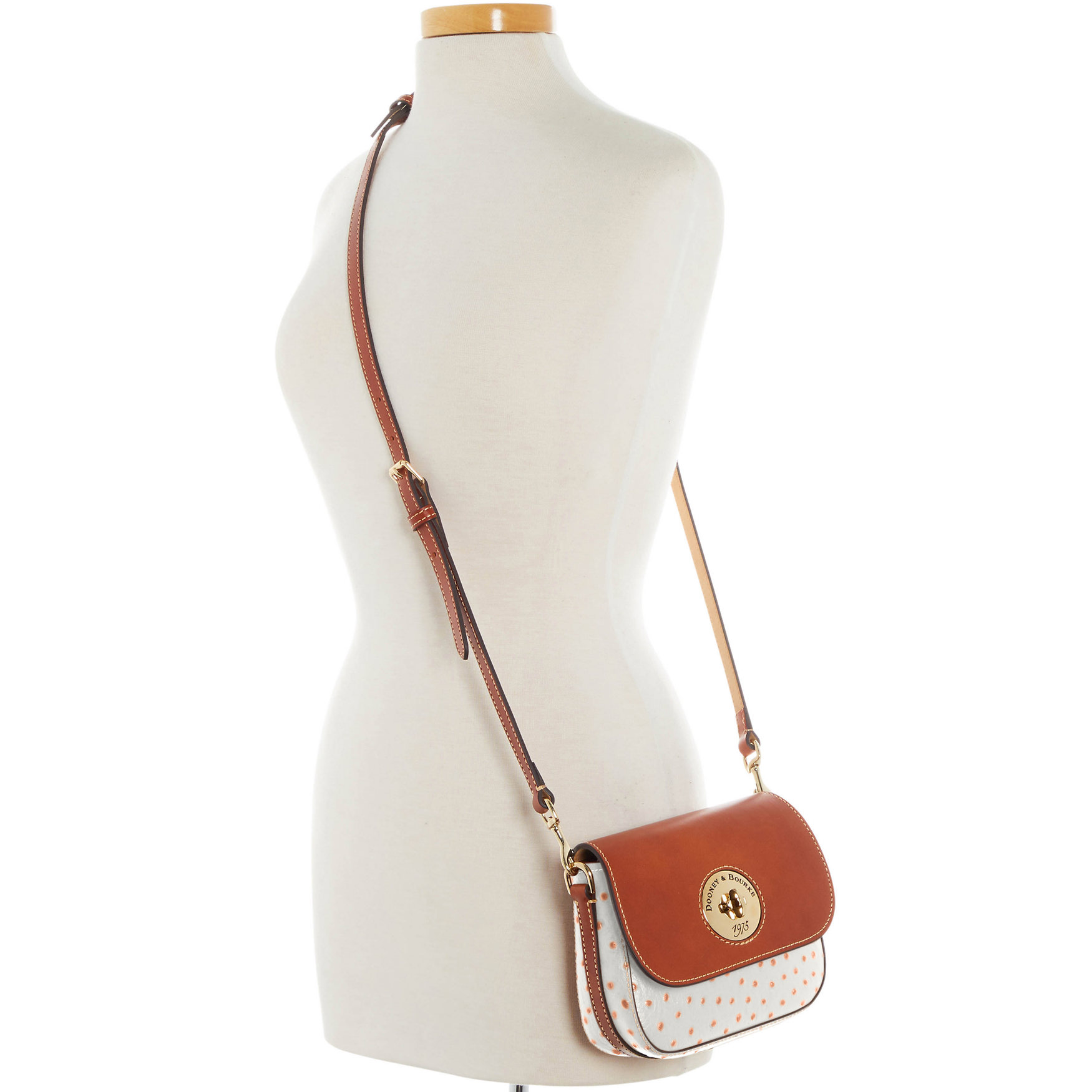 Dooney & Bourke Ostrich Turnlock Flap Saddle