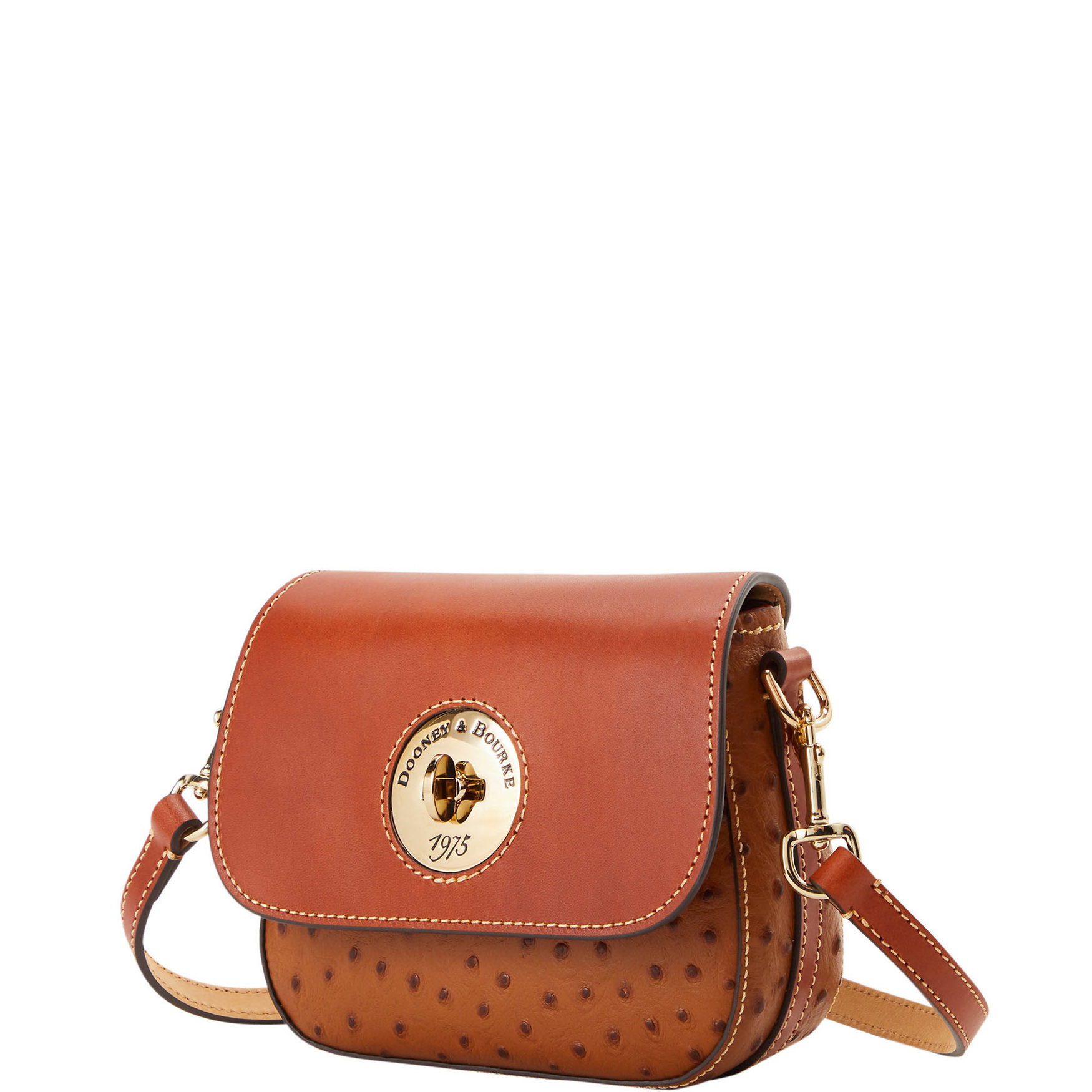 Dooney & Bourke Ostrich Turnlock Flap Saddle