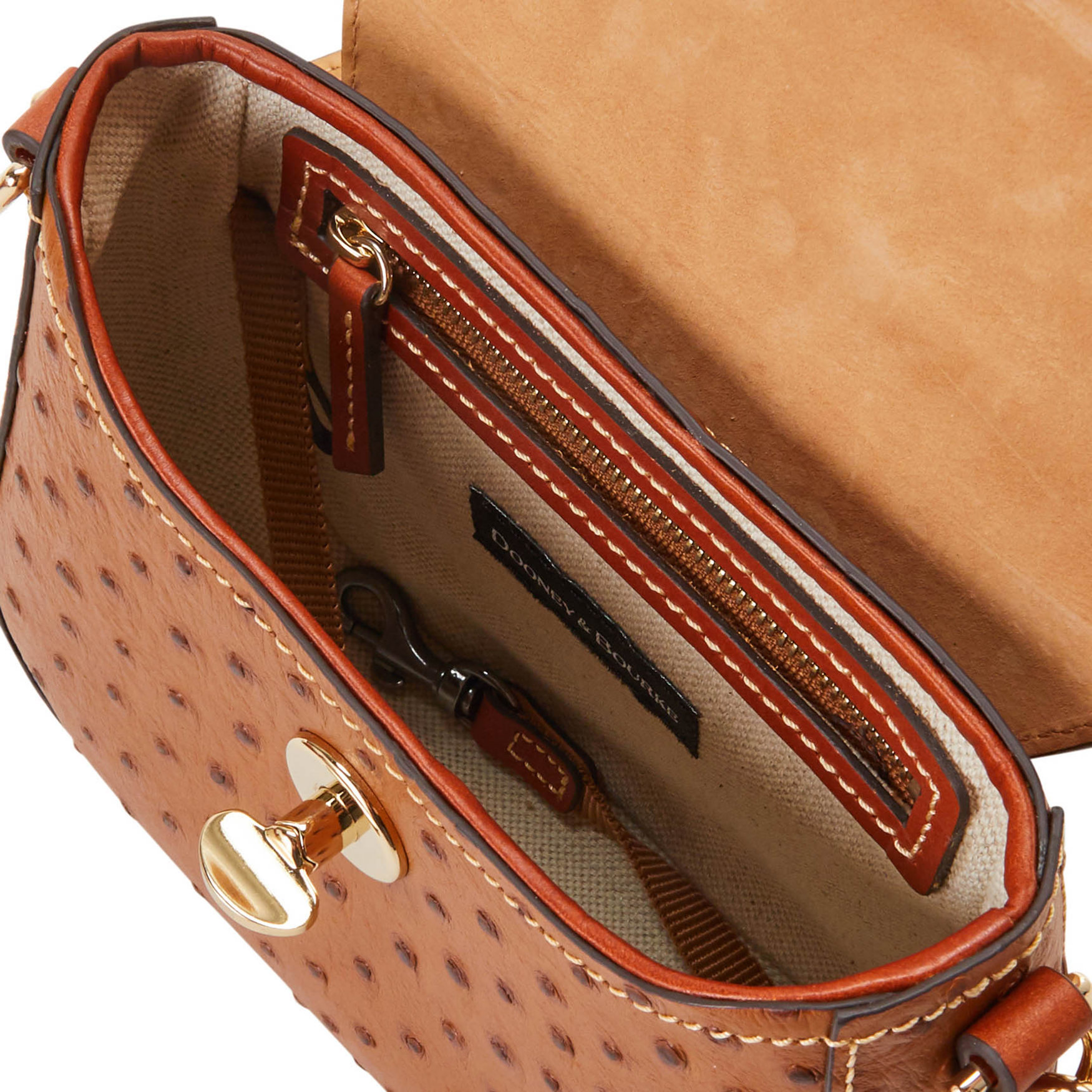 Dooney & Bourke Ostrich Turnlock Flap Saddle