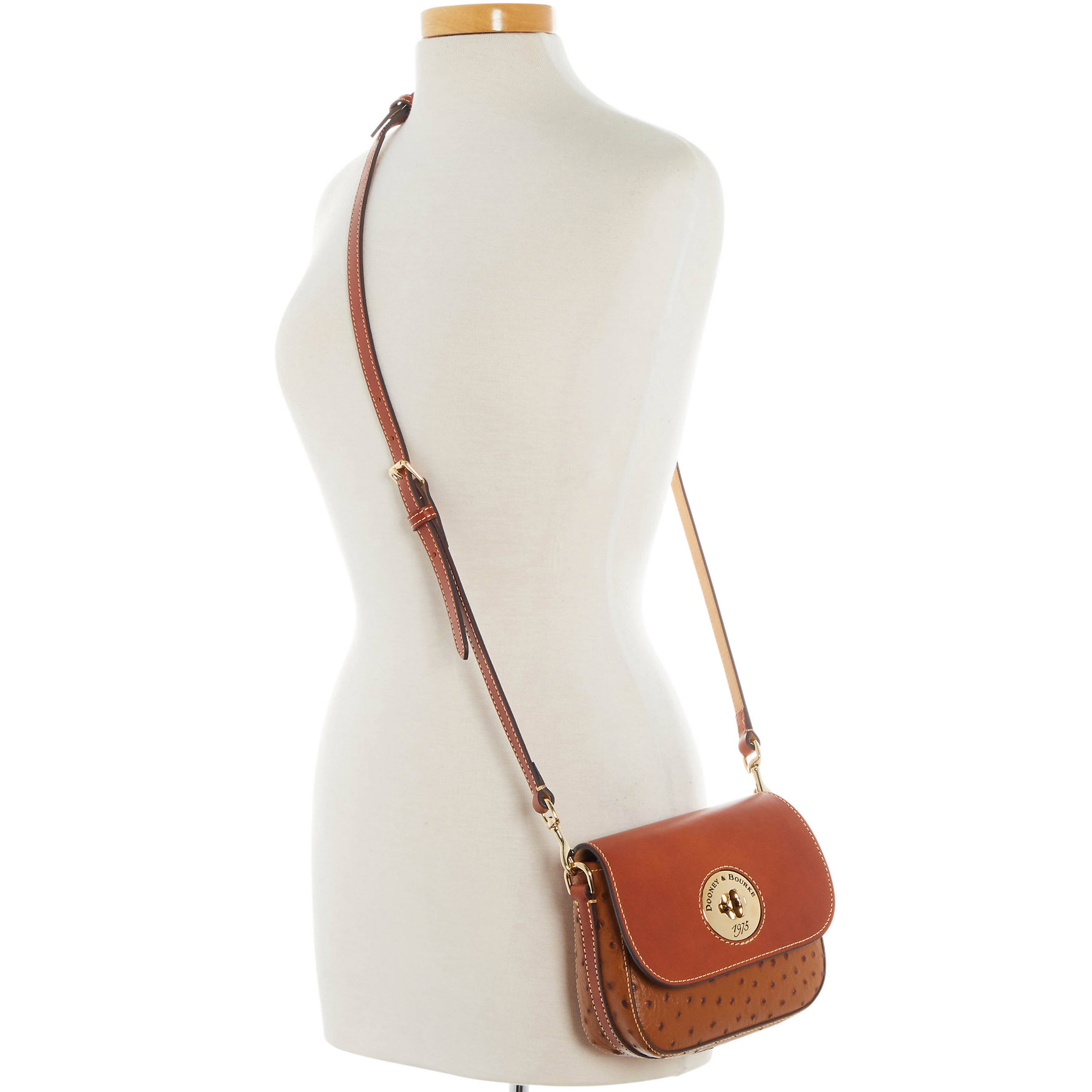 Dooney & Bourke Ostrich Turnlock Flap Saddle