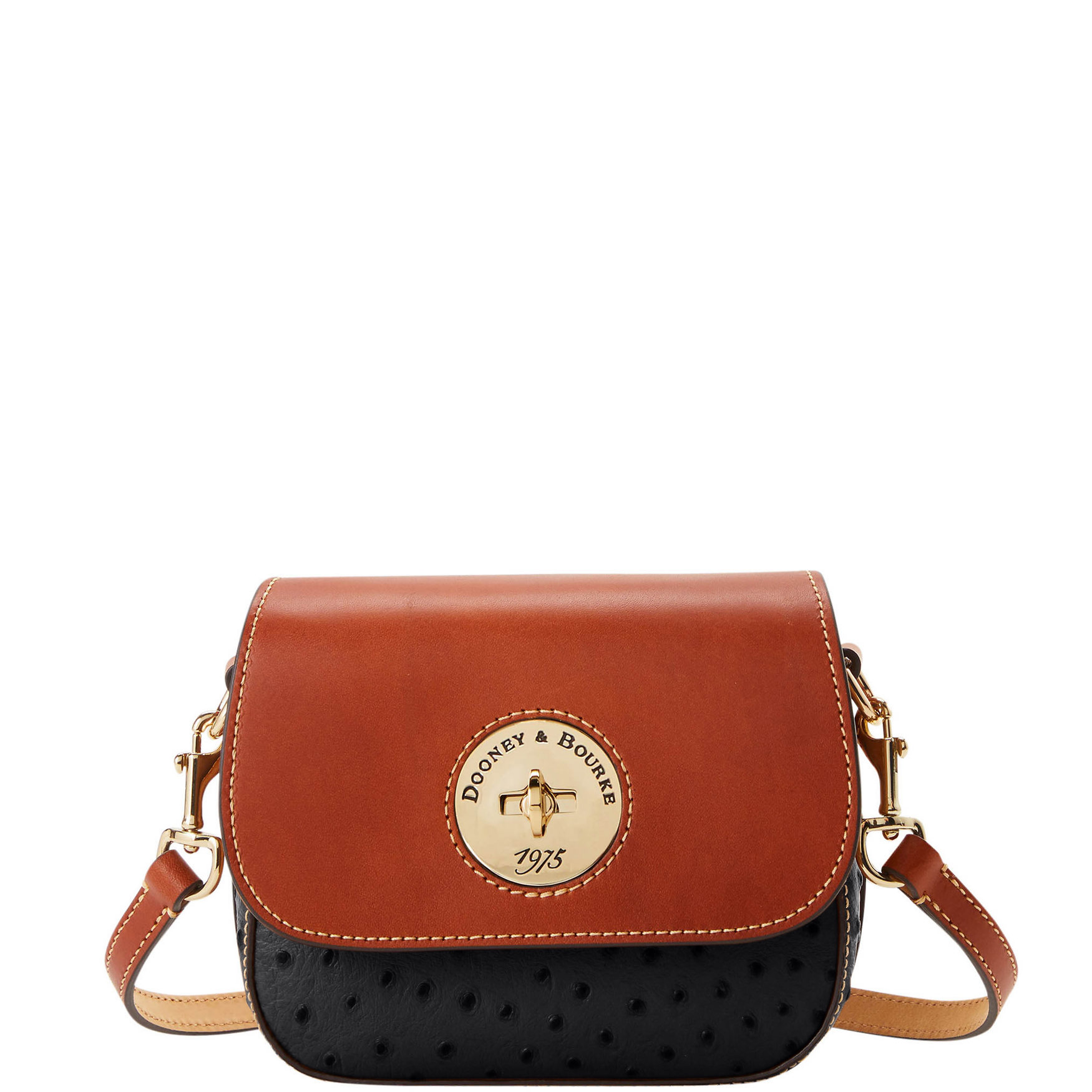 Dooney & Bourke Ostrich Turnlock Flap Saddle