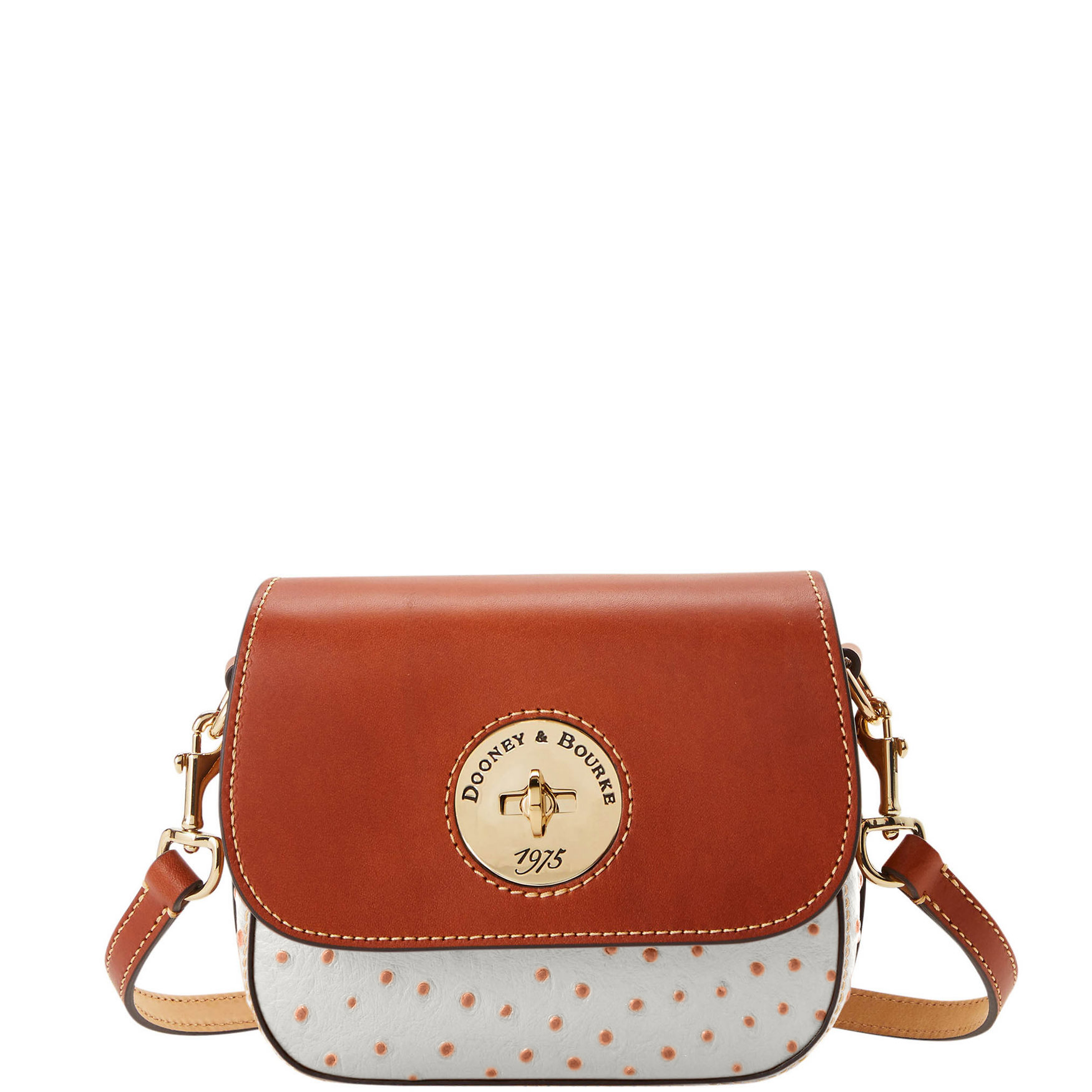 Dooney & Bourke Ostrich Turnlock Flap Saddle