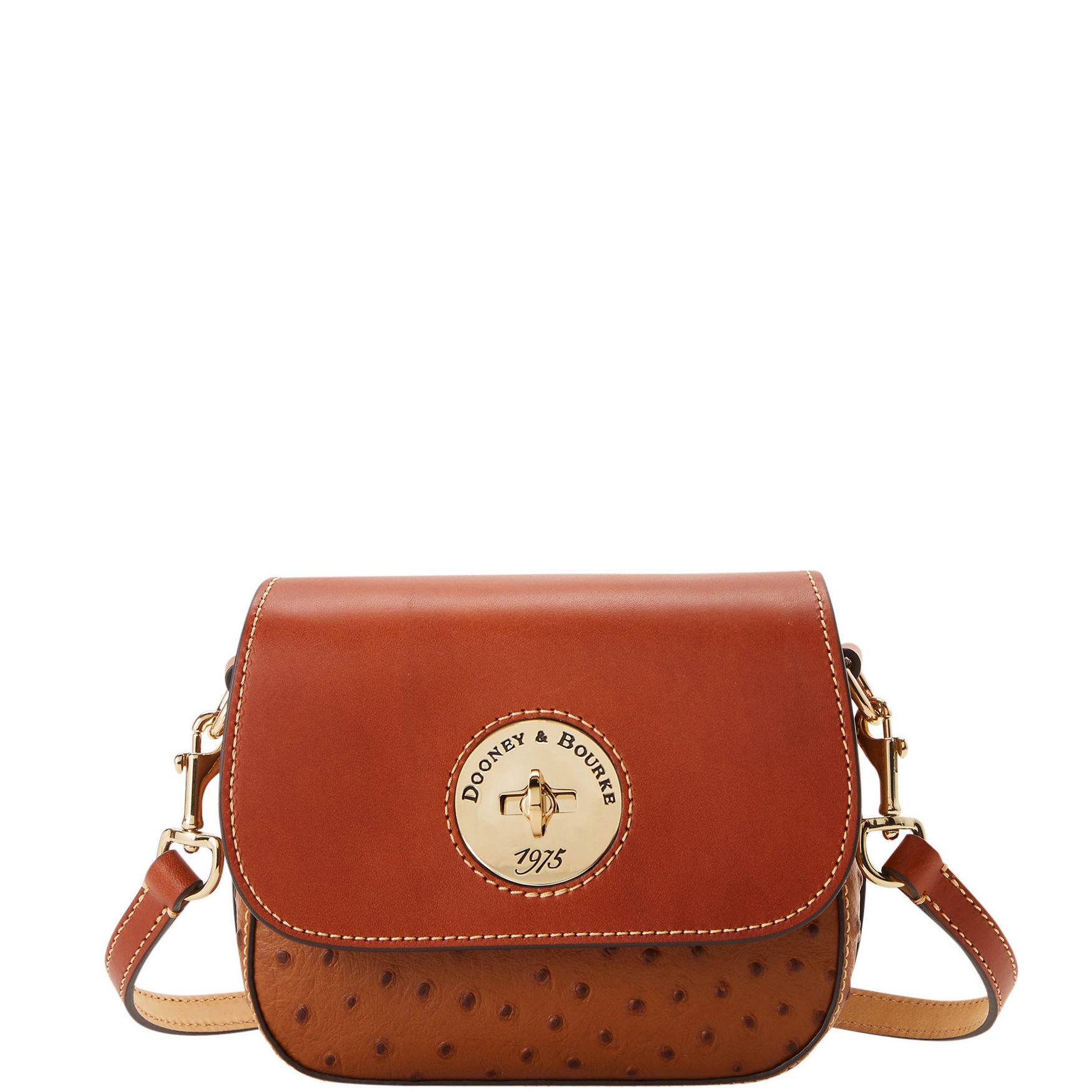 Dooney & Bourke Ostrich Turnlock Flap Saddle