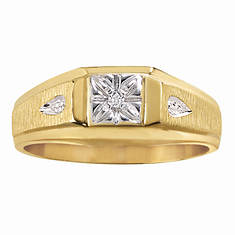 Men's Facet 10K Gold/Diamond Ring