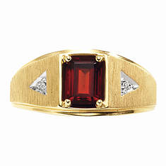 Men's 10K Gold Garnet/Diamond Accent Ring