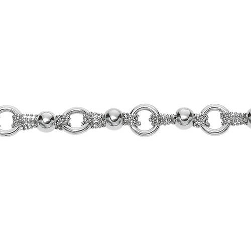 Sterling Silver Chain and Bead Bracelet | Stoneberry