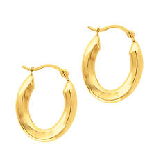 14K Textured Oval Hoop Earrings