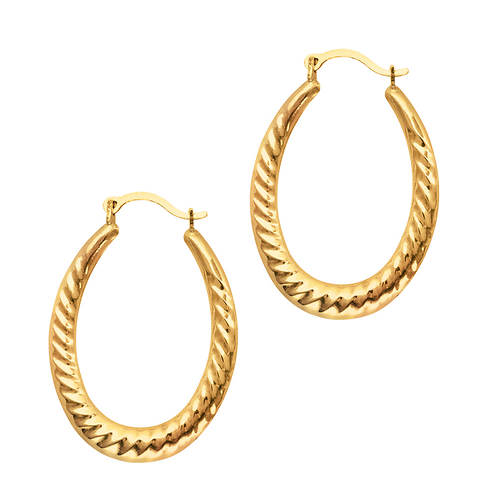 10K Gold Oval Hoop Earrings | Stoneberry