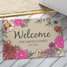 Personalized Welcome Flowers Doormat