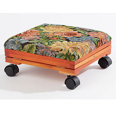 Footrest Adjustable Fold-A-Way Tapestry - Rolling Ottoman - One