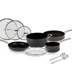 $22/mo - Finance  Basics Non-Stick Cookware Set, Pots, Pans and  Utensils - 15-Piece Set & 18-Piece Kitchen Dinnerware Set, Dishes, Bowls,  Service for 6, White