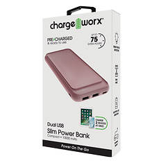 Charge Worx 10000mAh Dual USB Slim Power Bank