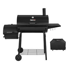 Charcoal Grill and Offset Smoker W/Cover