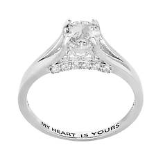 Vow & Forever Brilliant White Topaz Engraved Wedding Ring
