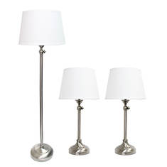 Lalia Home Perennial Modern Manhattan Extendable 3-Piece Metal Lamp Set